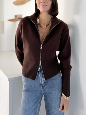 gilet chocolat col marin
