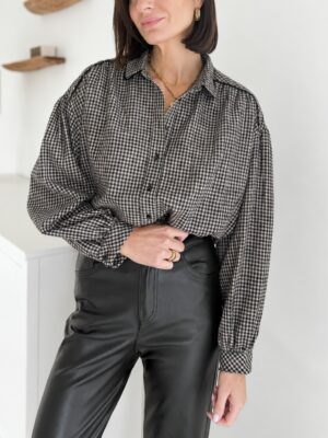 Chemise imprimé vichy noir manches longues
