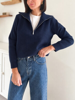 pull en maille camionneur bleu marine