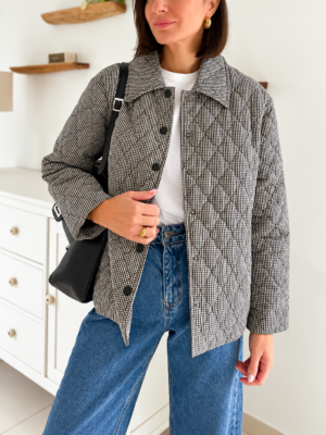 veste matelassée manches longues imprimée vichy