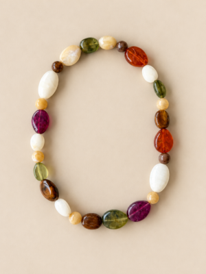 collier perles colorées en résine