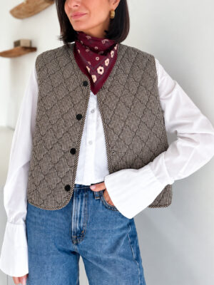 Veste sans manches matelassée imprimée vichy