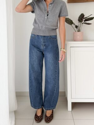 jeans bleu vintage coupe ballon taille haute